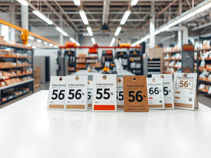 标准化物料样品集合，包括价签、海报、橱窗贴